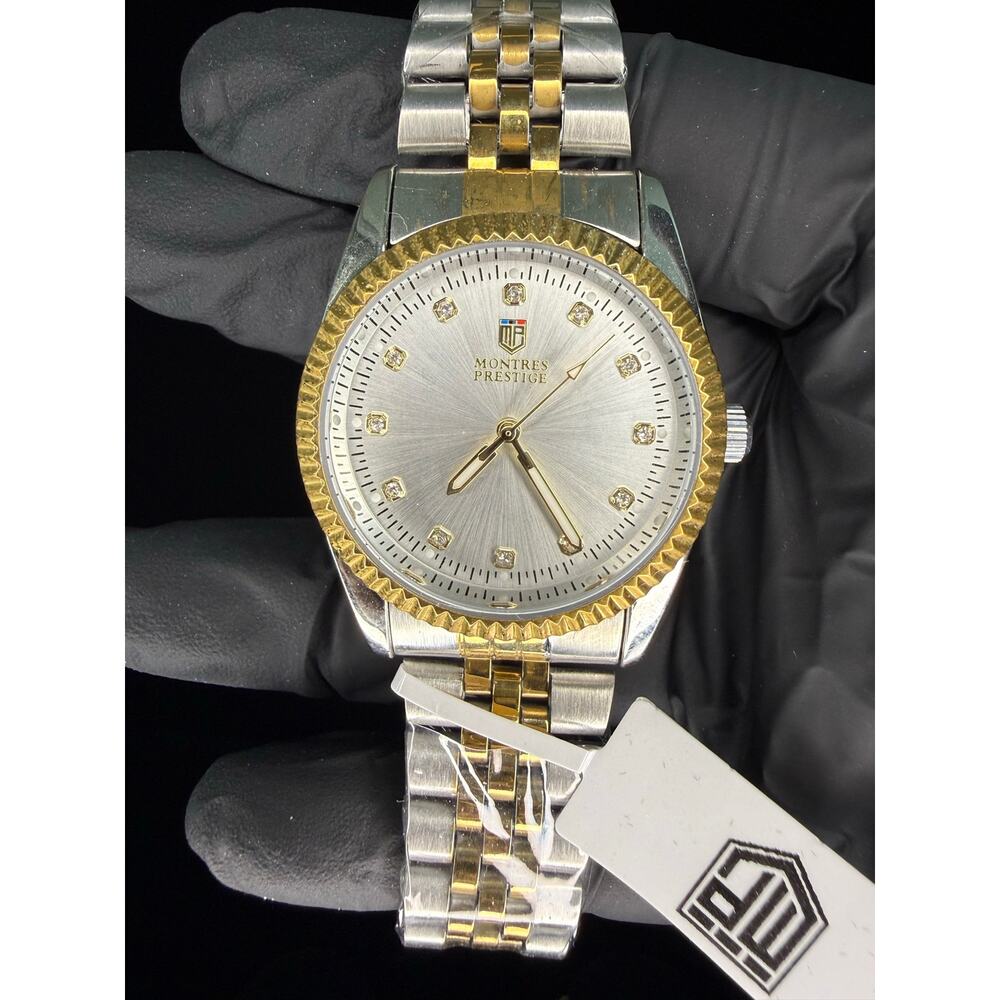 MPW-0272 Brand New Montres Prestige x Invicta 38mm Mens Gold/Silver Quartz Watch